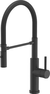 QUADRON Rubinetto da cucina ANDY SteelQ Miscelatore a 360°, colore: nero, altezza: 46 cm, funzione QFix, rubinetto girevole per cucina in acciaio inossidabile