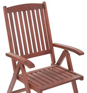 Set di 6 sedie da giardino in legno di acacia tortora cuscino regolabile pieghevole per esterni in stile rustico country Beliani
