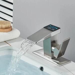 Rubinetto da bagno - Rubinetto da lavabo - Display digitale della temperatura ad acqua - Installazione libera - Ottone - Cartuccia in Vetroceramica - Verde chiaro