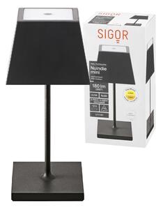Sigor Nuindie Mini lampada da tavolo ricaricabile IP54 alluminio Easy Connect nero angolare