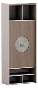 Armadio per ufficio elegante, moderno, in legno marrone, con ante e ripiani