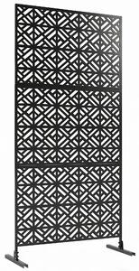 Outsunny Pannello frangivista decorativo da esterno Claustra decorativo giardino 3 pannelli a motivo geometrico metallo 92x40x192cm Nero | Aosom Italy
