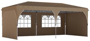 Outsunny Tenda Pieghevole 6x3 m con Strisce Riflettenti UPF 50+ Montaggio Facile Sistema Centrale di Blocco Impermeabile Beige | Aosom Italy