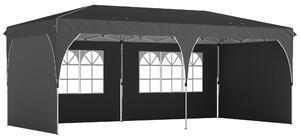 Outsunny Tenda Pieghevole 6x3 m con Strisce Riflettenti UPF 50+ Facile Montaggio Sistema Centrale di Blocco Impermeabile Grigio Scuro | Aosom Italy