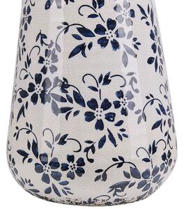 Vaso per fiori in gres porcellanato bianco e blu effetto invecchiato vaso per interni 20 cm Beliani