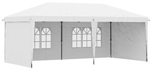 Outsunny Gazebo Pieghevole 6x3 m Pop-up con 4 Lati Rimovibili Gazebo da Giardino con 2 Finestre e Borsa per il Trasporto Bianco | Aosom Italy