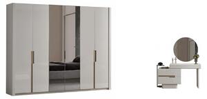 Set per camera da letto, composto da armadio e comodino, colore beige, stile moderno, nuovo