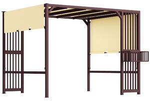 Outsunny Pergola Padiglione 3x2,5m UV 30+ Stabile resistente all'inverno Protezione solare con tetto scorrevole regolabile Marrone scuro | Aosom Italy