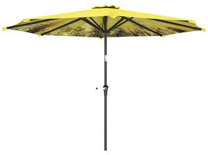 Outsunny Ombrellone Ø300 cm, ombrellone con manovella, ottagonale ombrellone da balcone Giallo | Aosom Italy