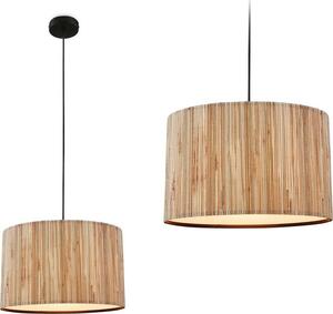 Lampada a sospensione Briloner Slama, paralume in alghe marine, stile boho, attacco E27, naturale, Ø35 x 128 cm