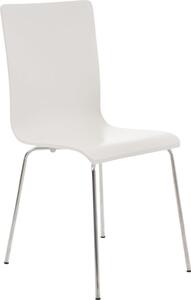 Sedia per visitatori - Sedia per ospiti - Schienale confortevole, struttura in legno e look cromato | Colore: bianco
