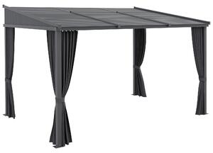 Outsunny Gazebo da giardino, Pergola, con tetto scorrevole, tende, struttura in alluminio, grigio scuro, 3,65 x 2,55 x 2,05 m | Aosom Italy
