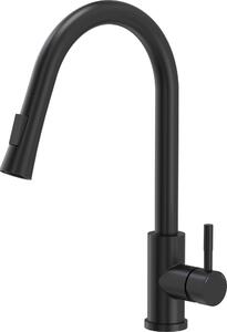 Miscelatore da cucina QUADRON 360°, JULIA SteelQ, colore: nero, altezza: 42,5 cm Funzione QFix, miscelatore da cucina in acciaio inox, rubinetto da cucina