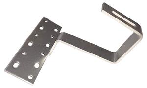 Gancio di fissaggio F04, dimensioni 115x80 mm, per moduli fotovoltaici su tetti a forte pendenza