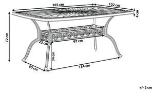 Tavolo da pranzo da giardino in alluminio marrone rettangolare 102 x 165 cm da esterno vintage Beliani