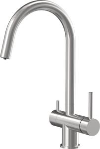 Miscelatore da cucina QUADRON CAREN Miscelatore a tre vie 360°, colore: acciaio, altezza: 35 cm Miscelatore da cucina in acciaio inox, rubinetto da cucina