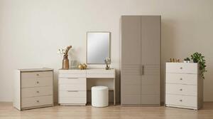 Set per camera da letto beige, moderno, composto da armadio, comodini e specchio