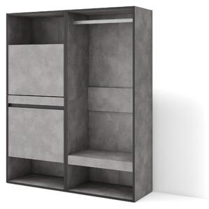 Armadio per scarpe, dimensioni 120x145x35 cm, con 2 ante a battente, 2 scomparti aperti, colore cemento