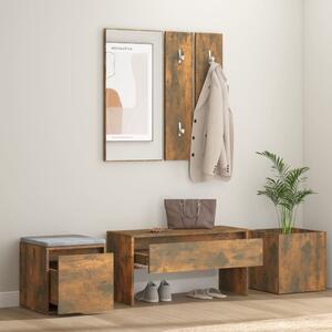 Set di mobili da corridoio The Living Store in legno rovere fumé