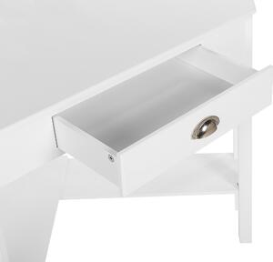 Scrivania ad angolo Tavolo da lavdorato 80 x 70 cm Un cassetto Due ripiani Ufficio minimalista bianco Beliani