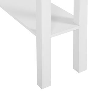 Scrivania ad angolo Tavolo da lavdorato 80 x 70 cm Un cassetto Due ripiani Ufficio minimalista bianco Beliani