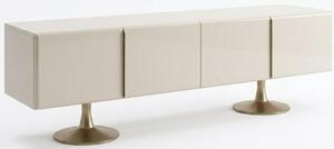 Mobile TV moderno, bianco, in legno e metallo, grande mobile porta TV per il soggiorno