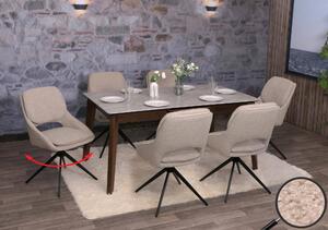 Set di 6 sedie da pranzo HWC-N73, sedia da cucina, girevole a ritorno automatico, tessuto/tessuto boucle (540g/m²) Oeko-Tex ~ beige
