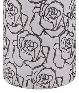 Vaso per fiori decorativo in gres porcellanato con motivo a rosa effetto craquelé bianco e Nero Beliani