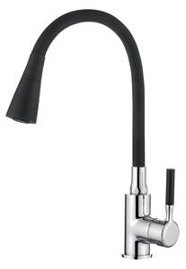 Miscelatore per lavello Design Pogo con bocca girevole a 2 funzioni, colore nero/cromo