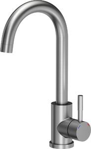 Rubinetto miscelatore da cucina QUADRON KATE SteelQ Rubinetto miscelatore 360°, colore: acciaio, altezza: 22,3 cm Funzione QFix, rubinetto da cucina rotante in acciaio inox
