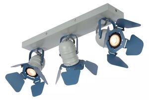 Lucide Faretto in metallo con triplo diffusore orientabile dal design moderno Picto Metallo Blu GU10 5W 3 Lampadine