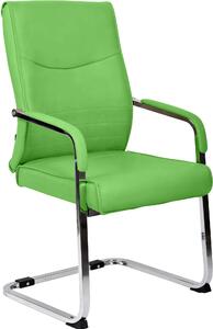 Sedia da pranzo Hobart, modello a schienale alto e braccioli, imbottita, in ecopelle, colore verde