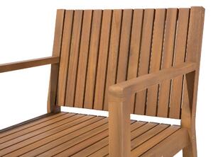 Set di 8 sedie da giardino in legno di acacia marrone con cuscini di seduta motivo foglia verde resistente all'acqua Beliani