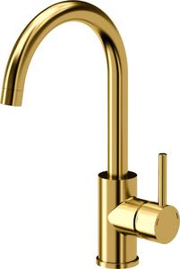 Rubinetto miscelatore da cucina QUADRON NAOMI SteelQ Rubinetto miscelatore 360°, colore: oro, funzione QFix, rubinetto da cucina girevole in acciaio inox, parte della testa: Vetroceramica