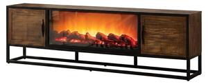 Mobile TV in legno e metallo, design industriale, camino, stile rustico, armadio, griglia