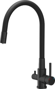 Miscelatore da cucina QUADRON AGNES miscelatore a tre vie 360°, colore: Pure Carbon, altezza: 42,5 cm Miscelatore da cucina in acciaio inox, flessibile, rubinetto da cucina