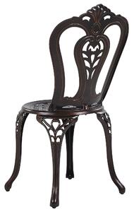Set di 2 sedie da giardino in alluminio marrone Bistro senza braccioli da pranzo modello vintage in metallo Beliani