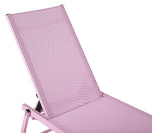 Lettino prendisole da giardino rosa sedile sintetico struttura in alluminio 198 x 61 cm schienale reclinabile regolabile con ruote patio Beliani
