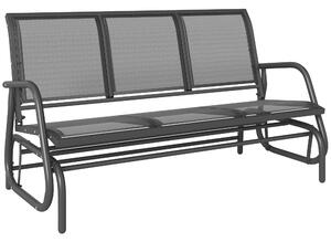 Outsunny Panchina Dondolo da Giardino 3 Posti, Metallo e Tessuto Traspirante, Design Elegante, 151x75x85cm - Grigio|Aosom