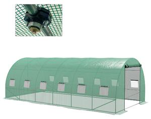Outsunny Serra a Tunnel 6x3x2 m con Sistema di Irrigazione Integrato 12 Finestre con Rete e 1 Porta Avvolgibile Verde | Aosom Italy
