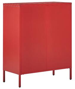 Armadio a 4 cassetti in metallo rosso in acciaio stile industriale per il soggiorno dell'home office Beliani