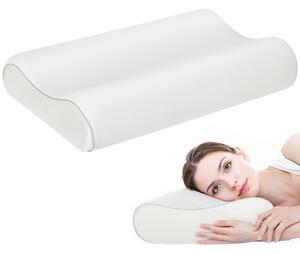 Cuscino Cervicale Memory Foam a Doppia Altezza 60x40x10-12 cm con Copertura Rimovibile e Lavabile Bianco Crema
