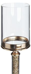 Portacandele Colonna in metallo dorato Paralume in vetro 41 cm Centrotavola decorativo glamour Beliani