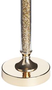 Portacandele Colonna in metallo dorato Paralume in vetro 41 cm Centrotavola decorativo glamour Beliani