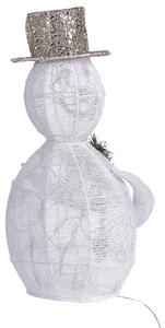 Decorazione natalizia in metallo pupazzo di neve di colore bianco LED 50 cm per interni ed esterni Beliani