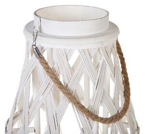 Lanterna bianca in legno di bambù e vetro 56 cm per interni ed esterni scandinavi Beliani