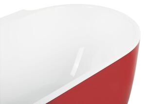 Vasca da Bagno Freestanding in Acrilico Ovale con Rubinetteria 170 cm Rosso Beliani
