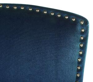 Set di 2 sedie da pranzo in velluto blu navy con schienale alto design retrò con finiture in argento a forma di chiodo Beliani
