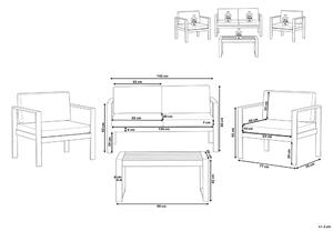 Set da giardino in 4 pezzi divano in legno di plastica grigio con 2 sedie e tavolino da caffè Beliani