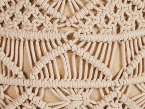 Pouf lavorato a maglia Poggiapiedi rotondo intrecciato all'uncinetto in cotone beige Beliani